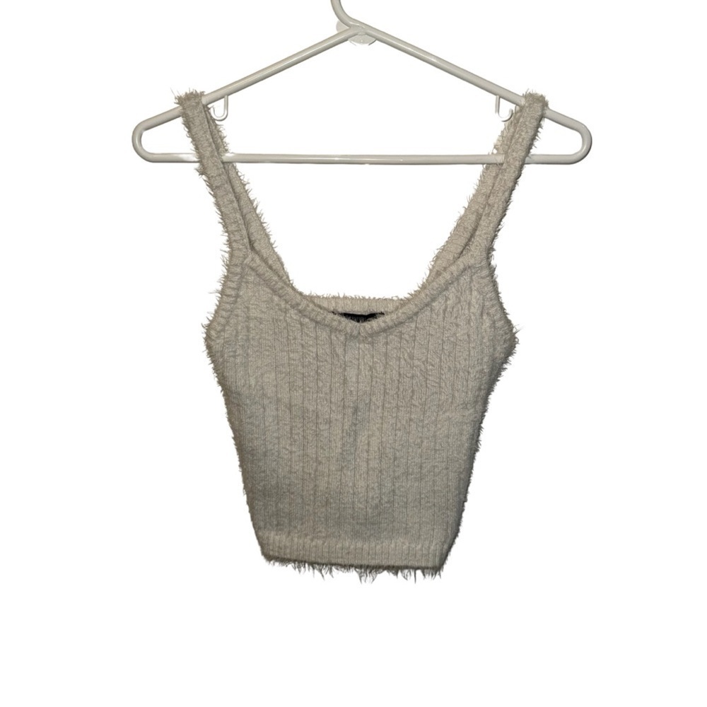 Forever 21 Cream Ribbed Crop Tank Top